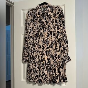 H&M long sleeve dress - black and tan
